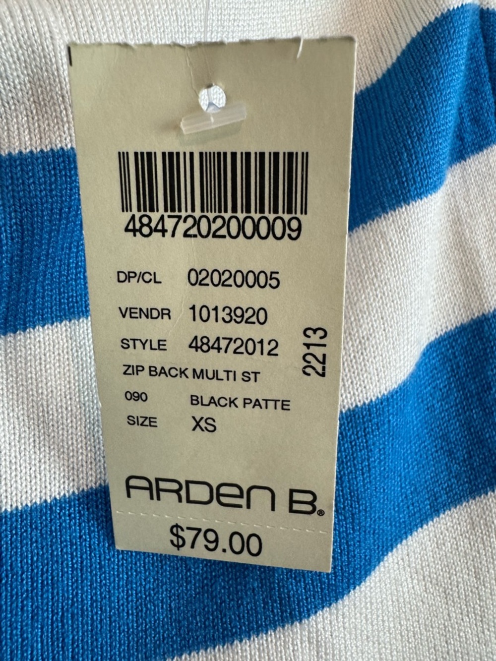 ARDEN B. Striped Scoop Neck Maxi Dress, White, Blue, Black, Tan - XS, NWT - Picture 8 of 9